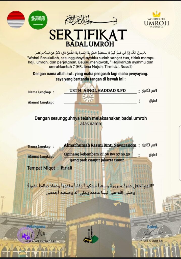 Jasa Badal Umroh di Sabang-Amanah Resmi Bersertifikat